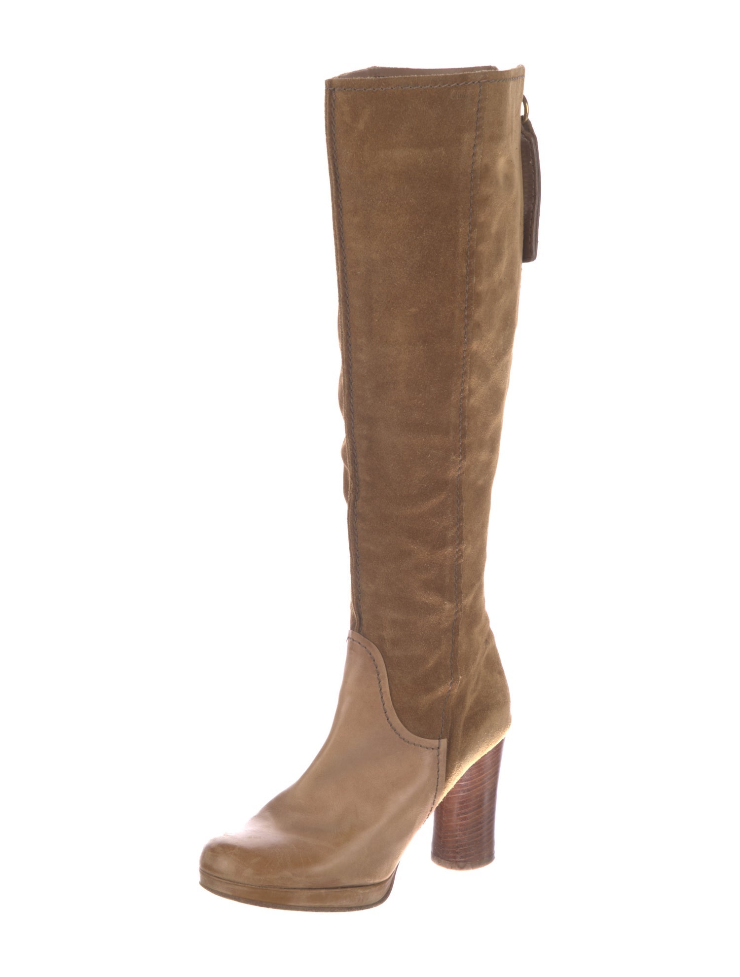 Chloé Suede Colorblock Pattern Boots